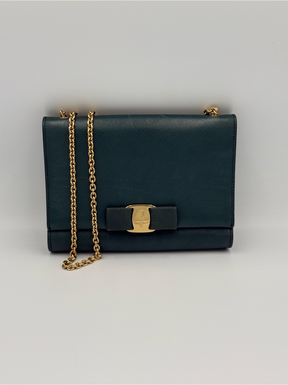 Salvatore Ferragamo Vara Bow Leather Crossbody - Dark Green